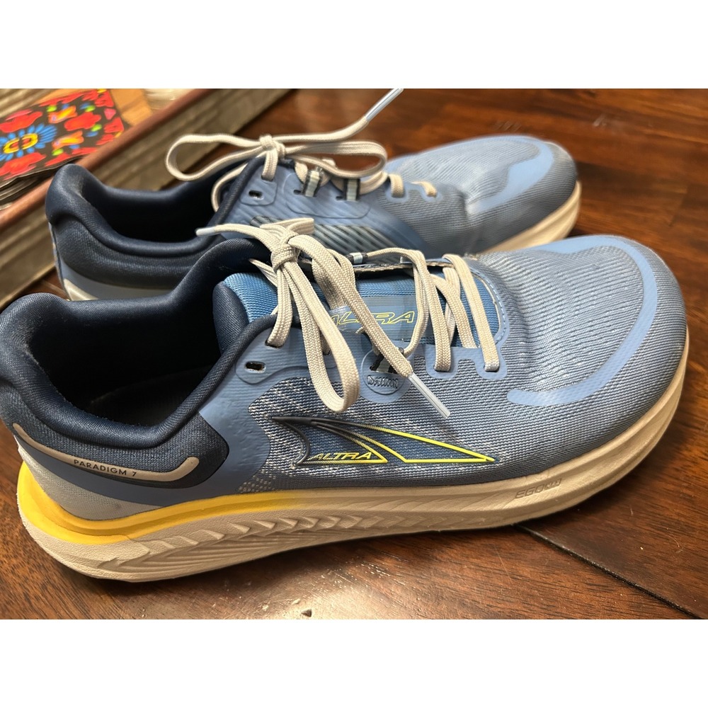 Altra Paradigm 7 Running Shoes Blue Yellow Mesh Athletic Sneakers Road Training